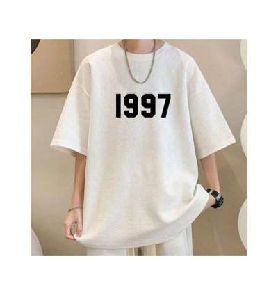 Dou-color Men's Fashion 1997 Short Sleeved T-shirt And Shorts 2-in-1 Set - White