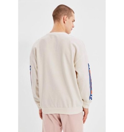 Trendyol Ecru Oversize/Wide Cut Long Sleeve Printed Non-raised Sweatshirt