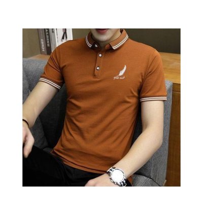 Dou-color Men's Polo Shirt Business T-shirt – Brown