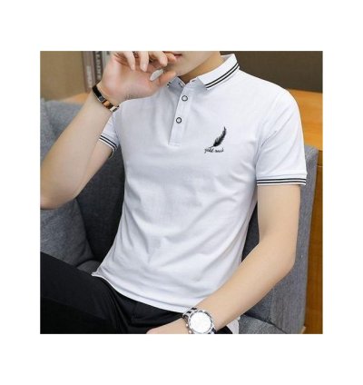 Dou-color Men's Polo Shirt Business Casual T-shirt - White